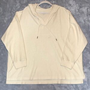 Wonderly Women's Lightweight Oversized Pullover V-Neck Hoodie Cream Size 3X NWT